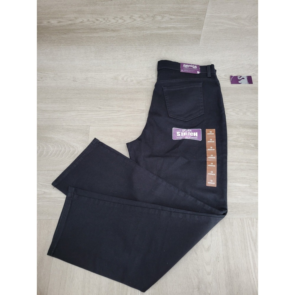NWT Gloria Vanderbilt Amanda Jeans Womens Size 18 Black Classic Tapered